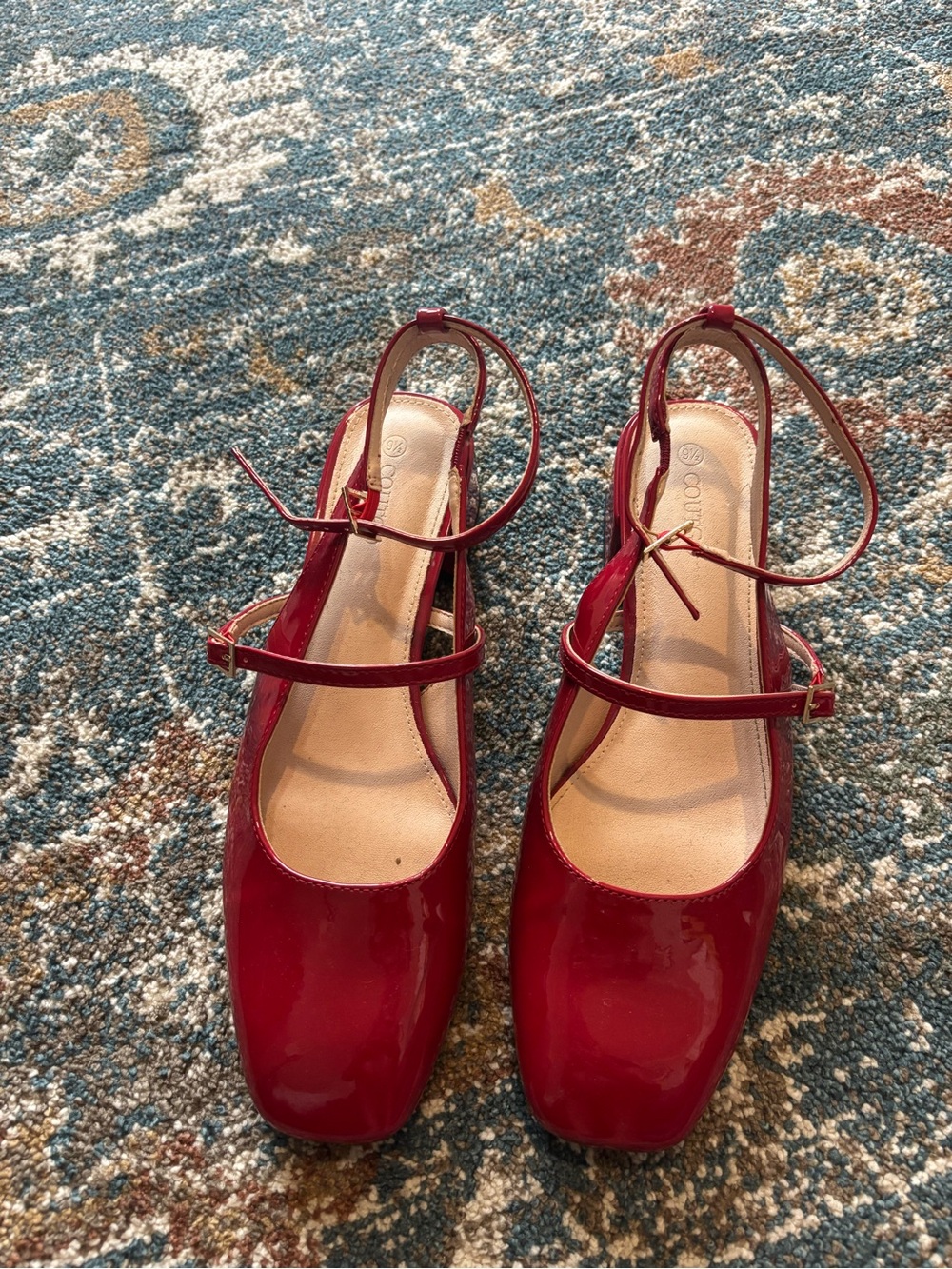 Red Patent Mary Jane Slingback Flats